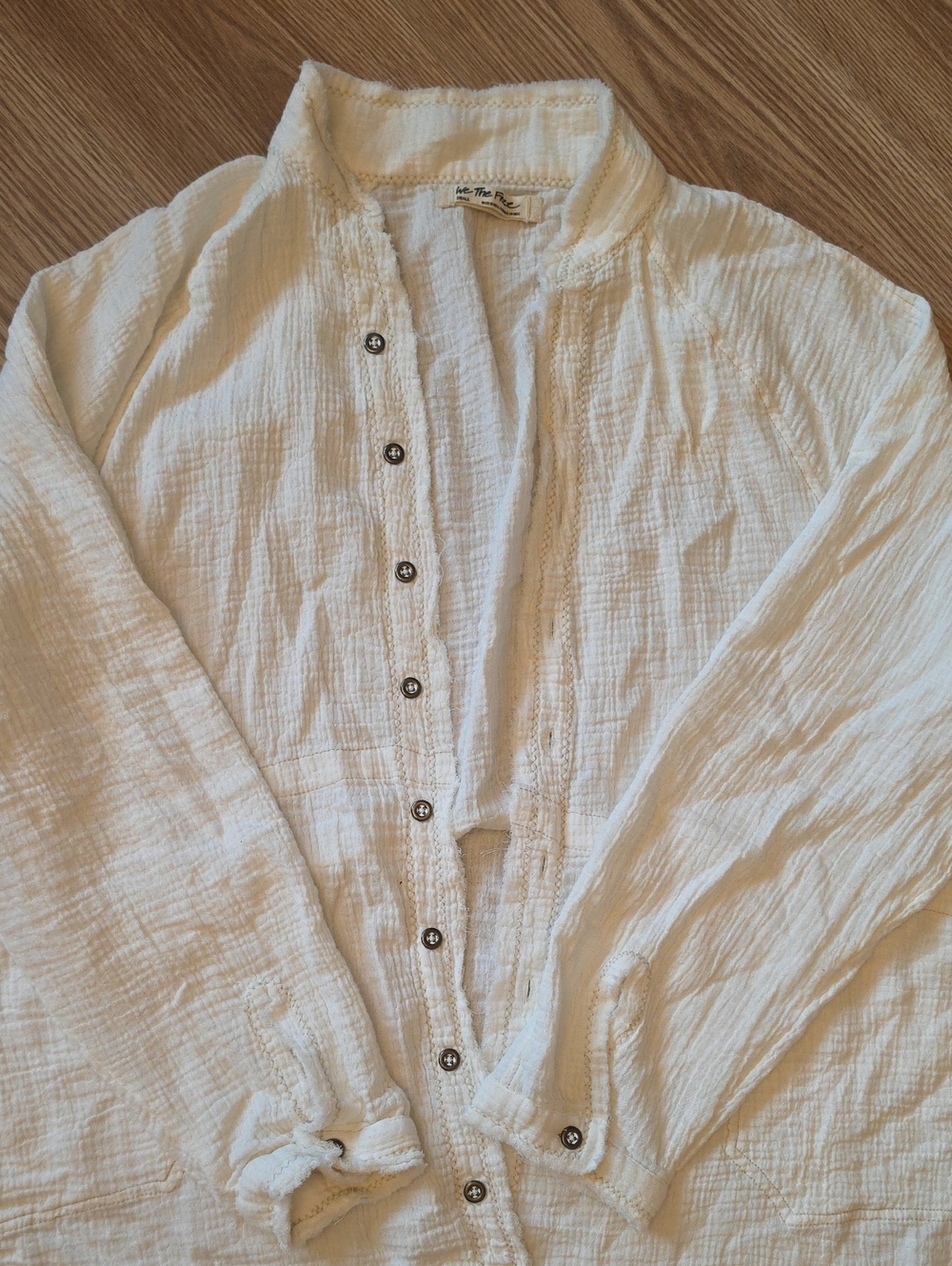 We The Free White Textured Button-Down Shirt